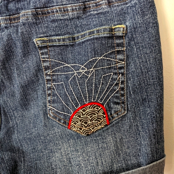 V.S.H. Jeans Denim Shorts Patchwork Size 10 - Picture 4 of 11